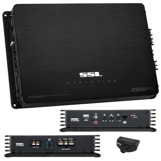 SSL EV2500M Evo Series 2500-watt Class A/B Monoblock 2 Ohm Stable Amplifier with Remote Subwoofer Level Control