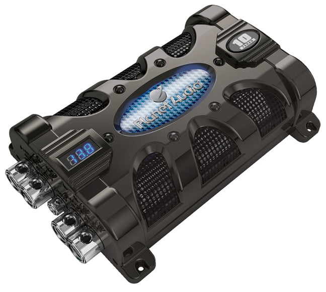 Planet Audio PC10F 10 Farad Capacitor w/ Voltage Display Blue Illumination