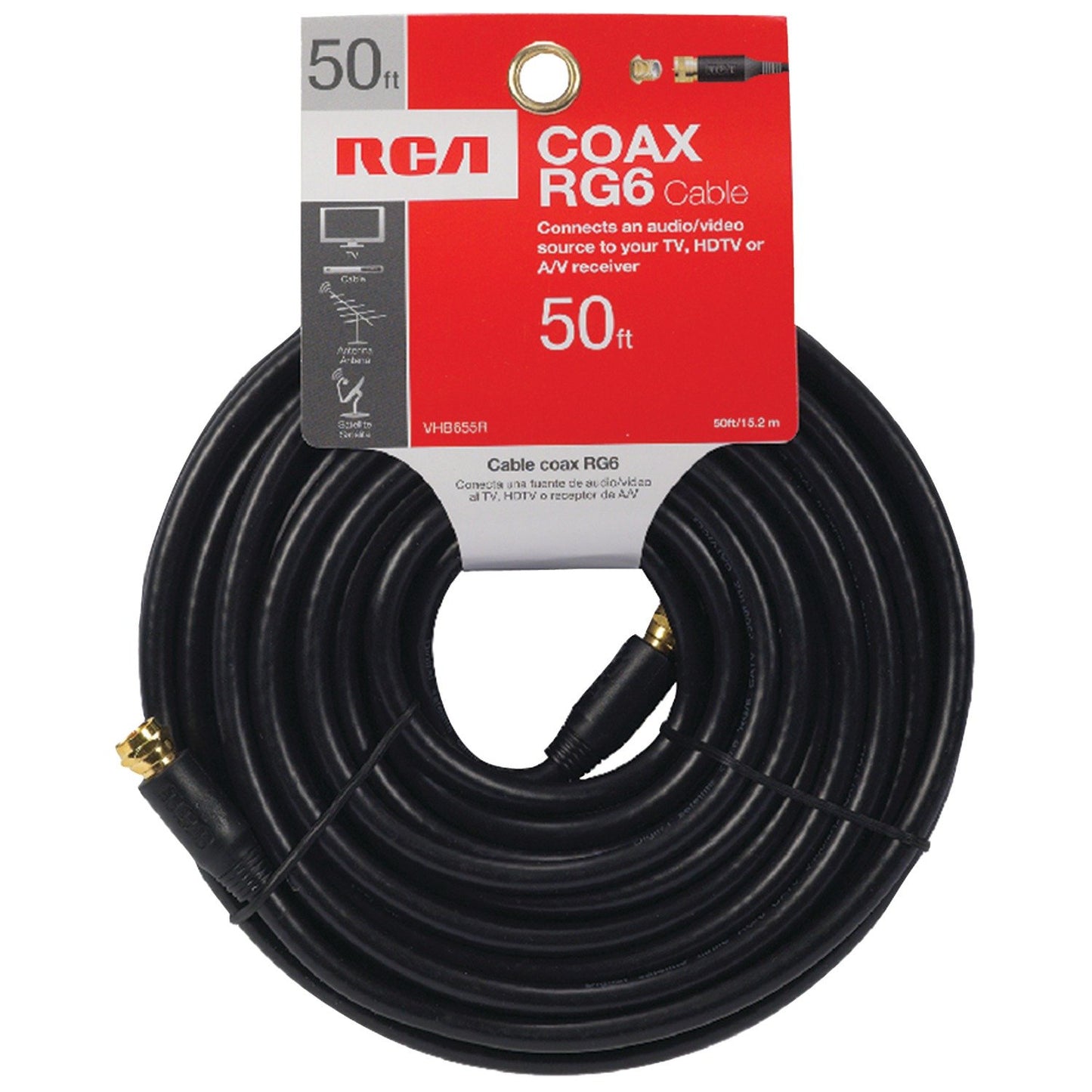 RCA VHB655R RG6 Coaxial Cable (50ft; Black)