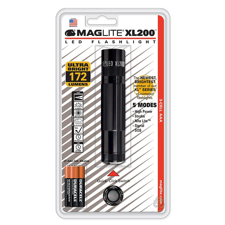 MAGLITE XL200S3016 XL200 3CELL AAA LED Flashlight Black