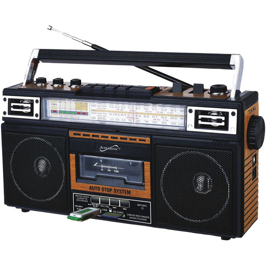 SUPERSONIC SC-3201BT-WD 4 Band Cassette Radio (White)