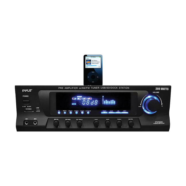 Pyle PT270AIU 300 Watt AM/FM Receiver w/ Docking Station for iPod