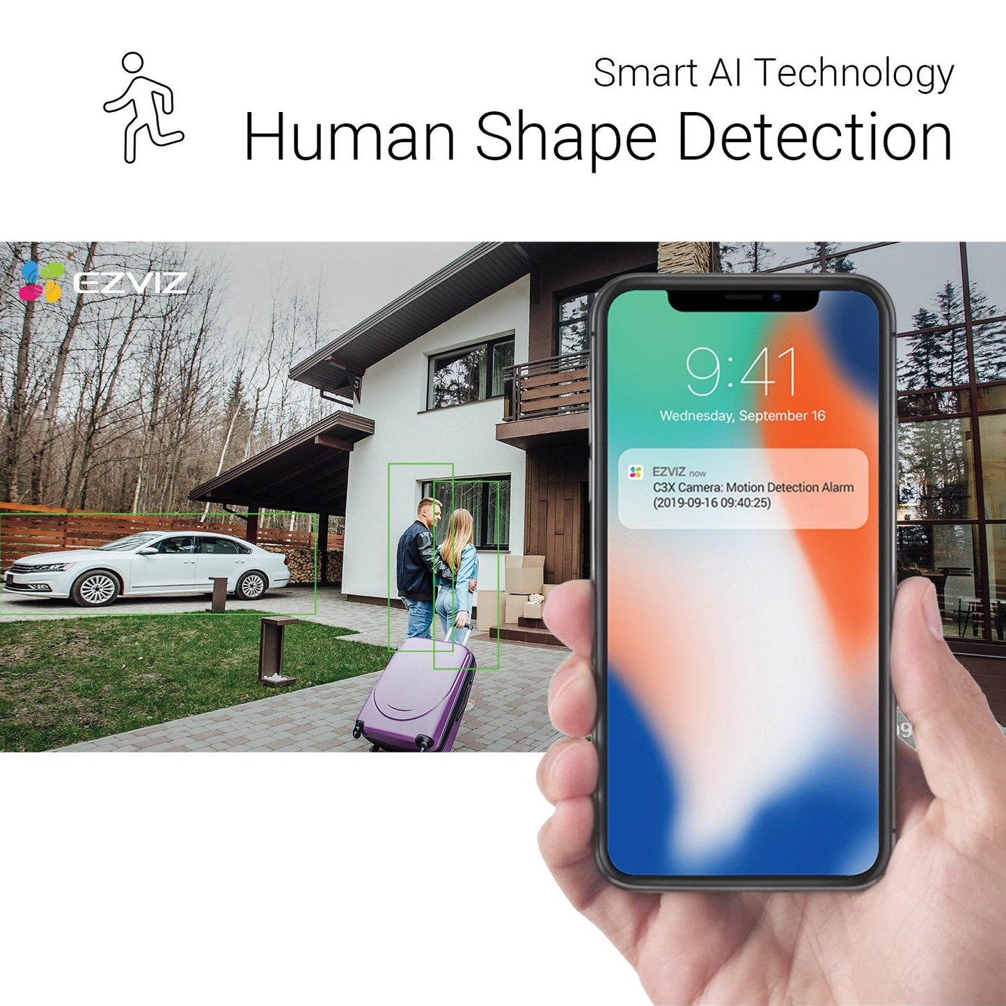 Ezviz EZC3N3H2L28 C3N 1080p AI-Powered Outdoor Smart Wi-Fi Cam w/Night Vision