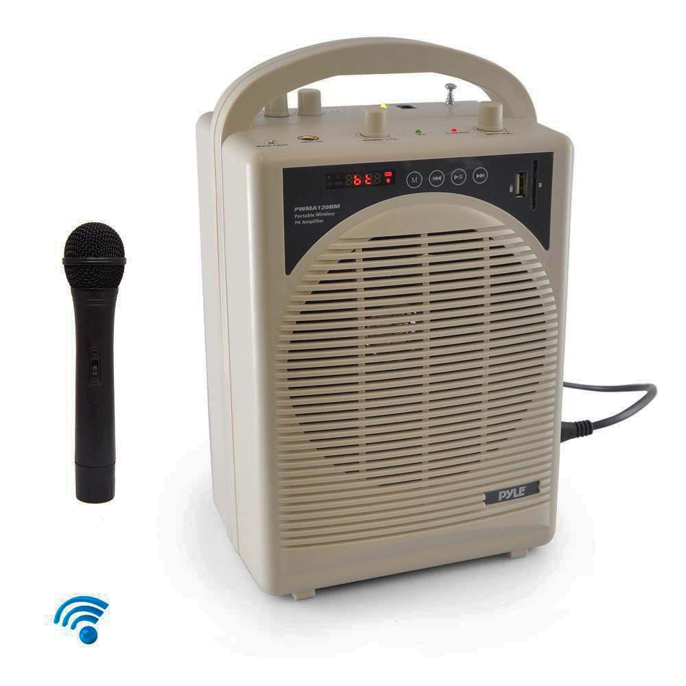 Pyle PWMA120BM Portable PA Speaker and Wireless Mic Sing Karaoke Over Songs