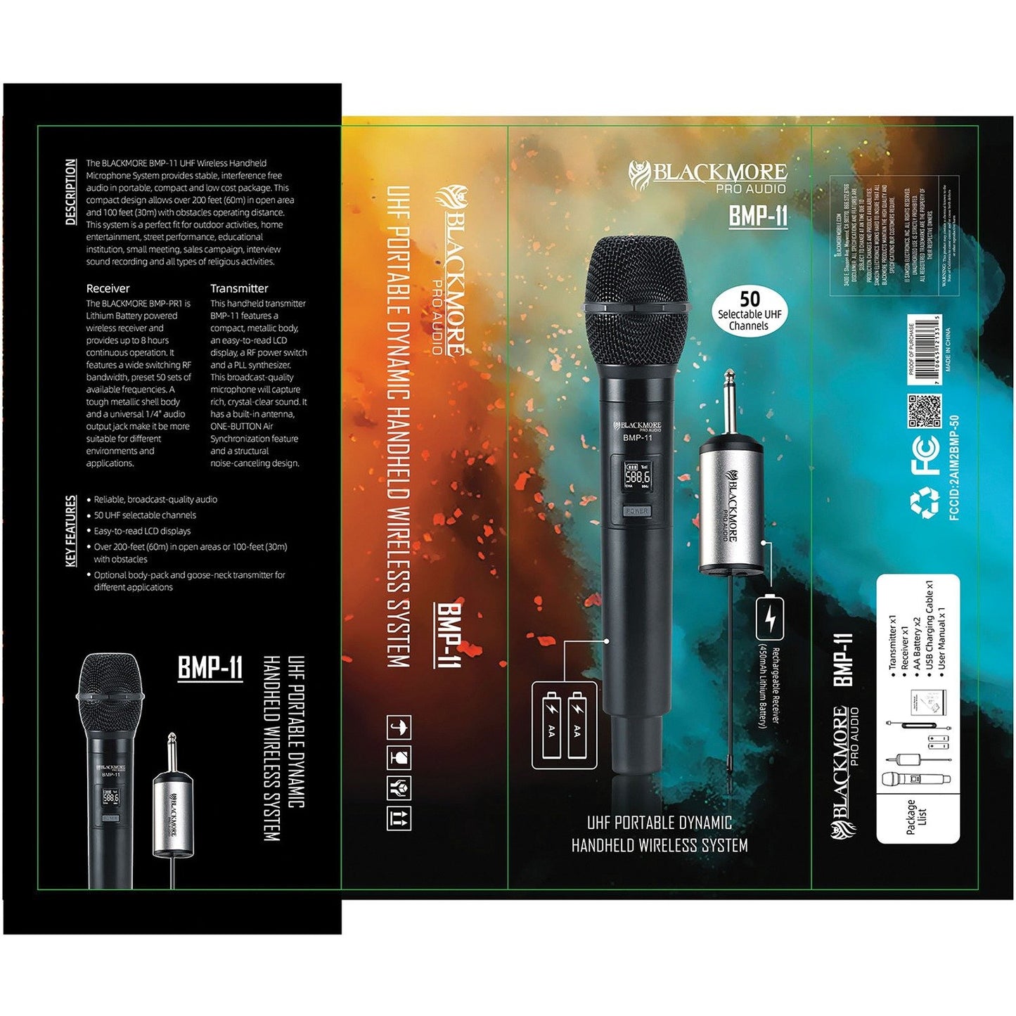 Blackmore Pro Audio BMP-11 Rechargeable UHF Wireless Microphone