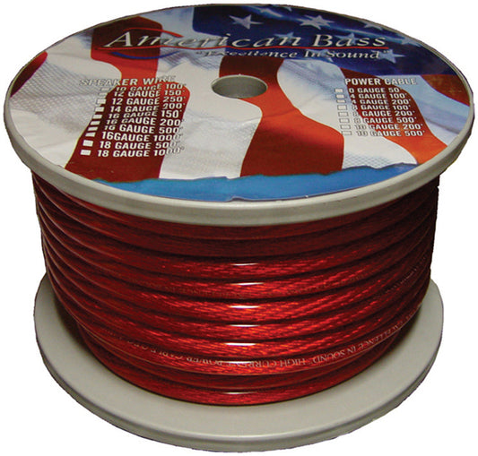 American Bass 8gr Red 8 Ga 100 Spool Car Audio Translucent Power Wire