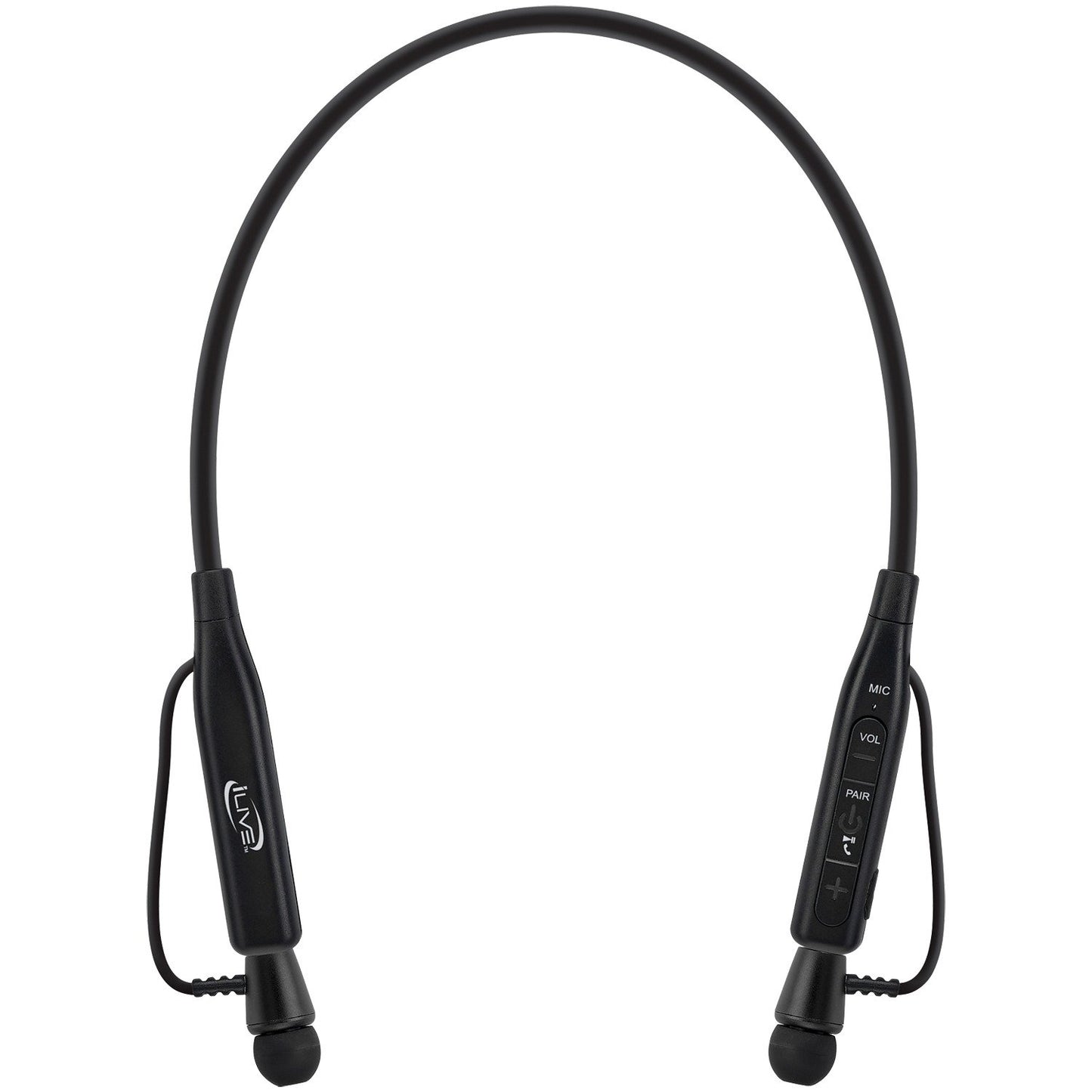 iLive IAEB109B Bluetooth In-Ear Earbuds w/Microphone and Bendable Neck (Black)