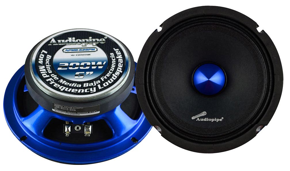Audiopipe APMB628PM Low Mid Frequency Loudspeaker 6" 200W Max Each