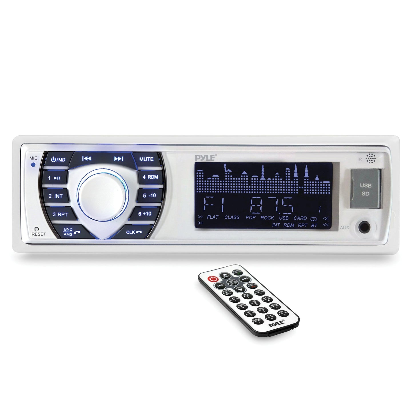 PYLE PLRMR23BTW Marine 1DIN Digital Receiver with Bluetooth & Remote