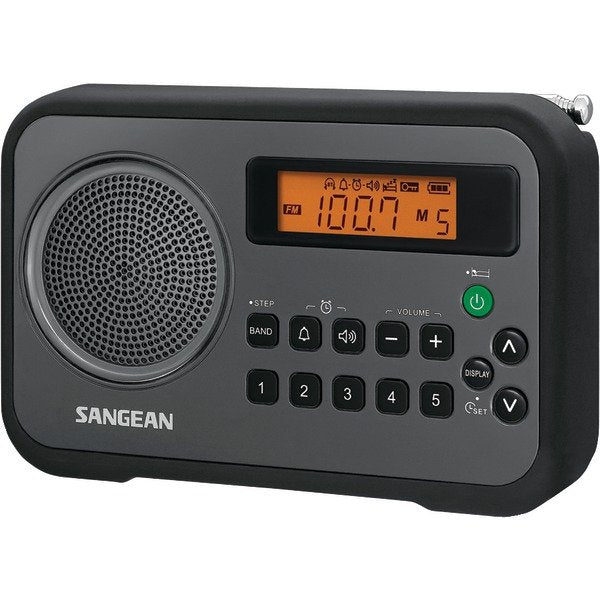 SANGEAN SNGPRD18BK AM/FM Digital Portable Receiver with Alarm Clock (Black)