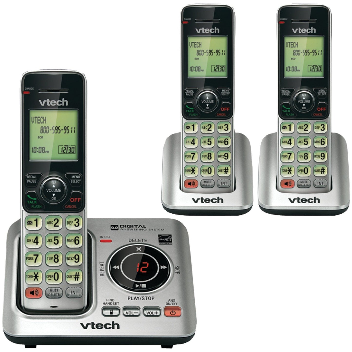 VTech VTCS6629-3 3-Handset DECT 6.0 Expandable Speakerphone w/Caller ID