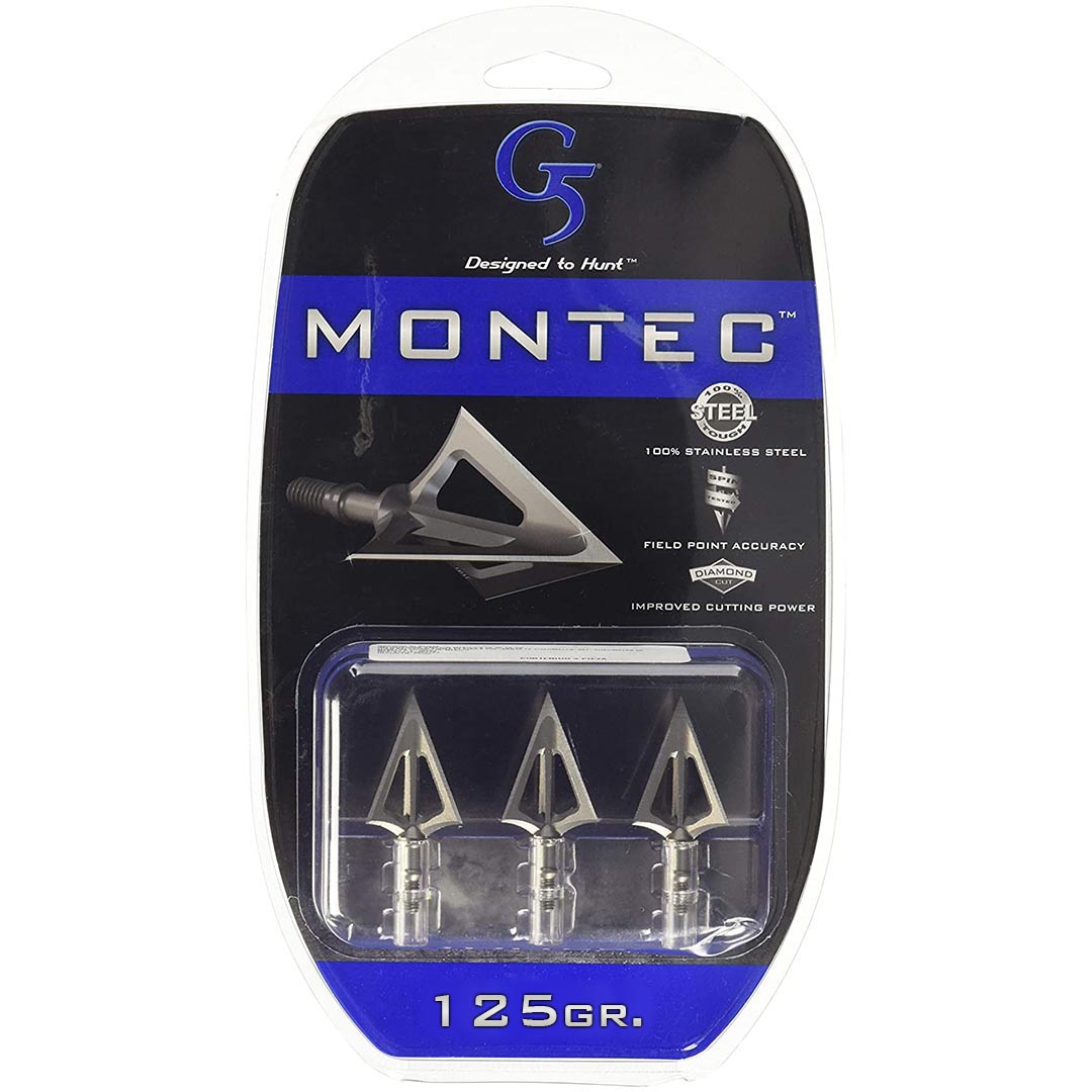G5 115 Outdoors Montec Pre-Season Steel Fixed Broadheads 3 pack 125 Grain
