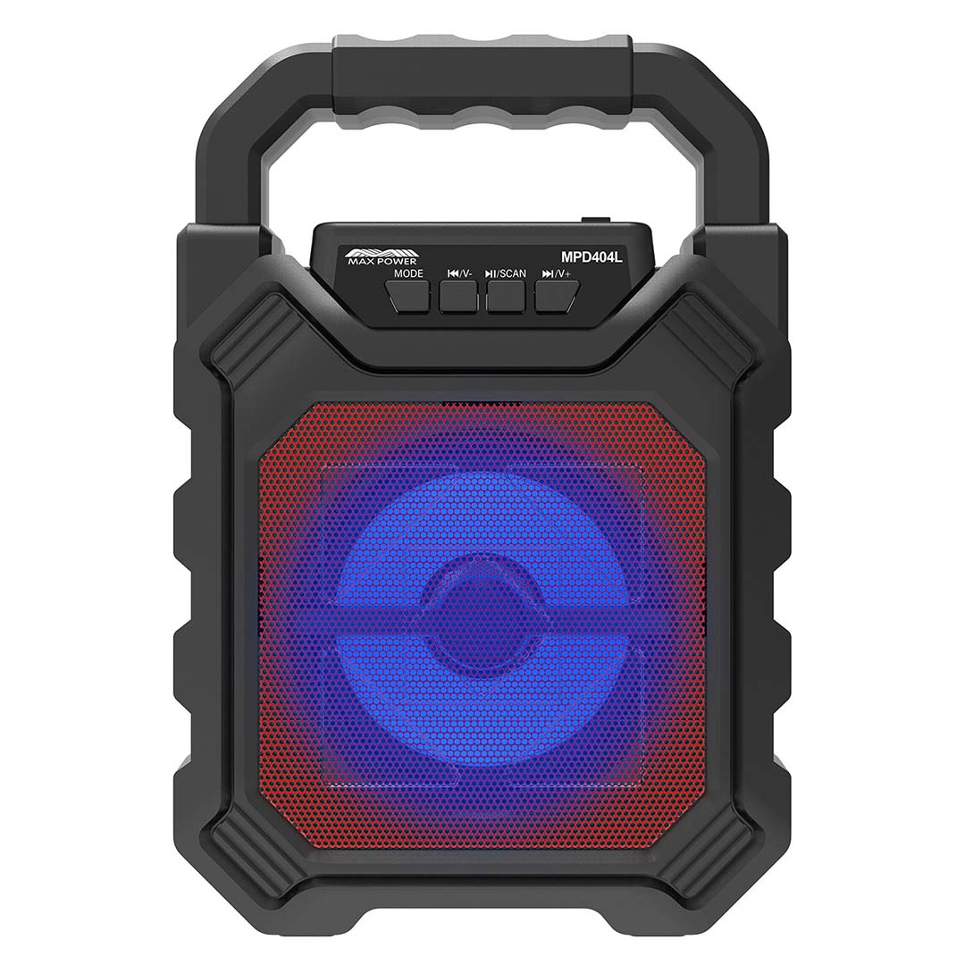 Max Power MPD404LRD Rechargeable 4" Portable Bluetooth Speaker Red Grill