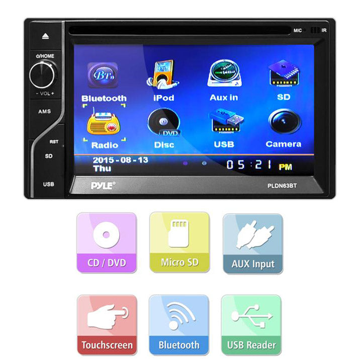 Pyle PLDN63BT 2DIN Bluetooth 6.5" Touch-Screen CD DVD Player