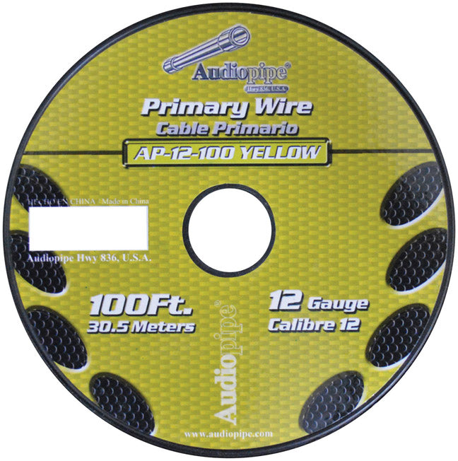 Audiopipe AP12100YW 12 Gauge 100Ft Primary Wire Yellow