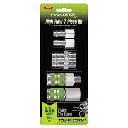 Flexzilla A53657FZ Pro High Flow Coupler Plug Kit 3/8In Npt 1/4In Body 7 Pc