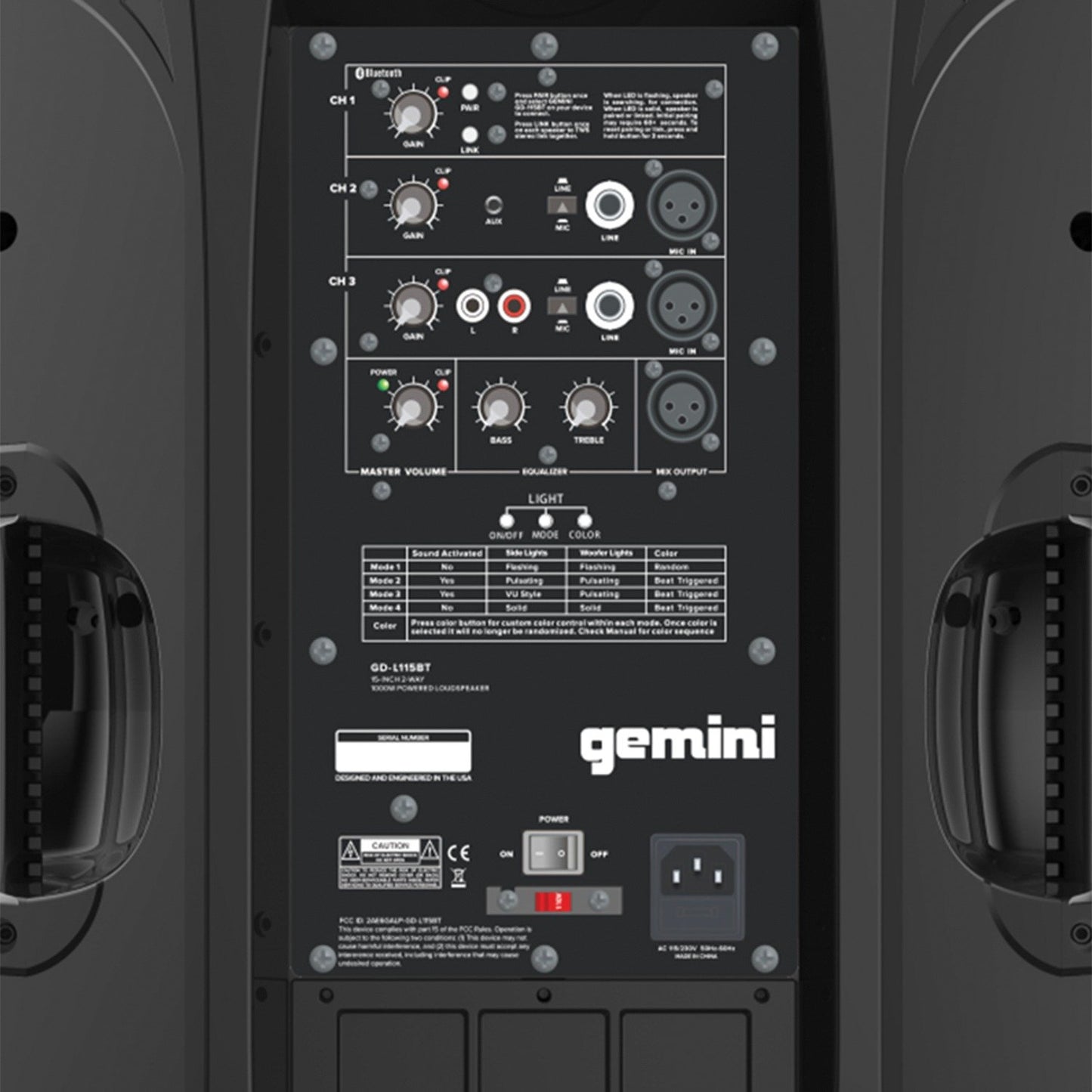 Gemini GD-L115BT 15-Inch 1,000-Watt Class D Bluetooth® Portable Party System
