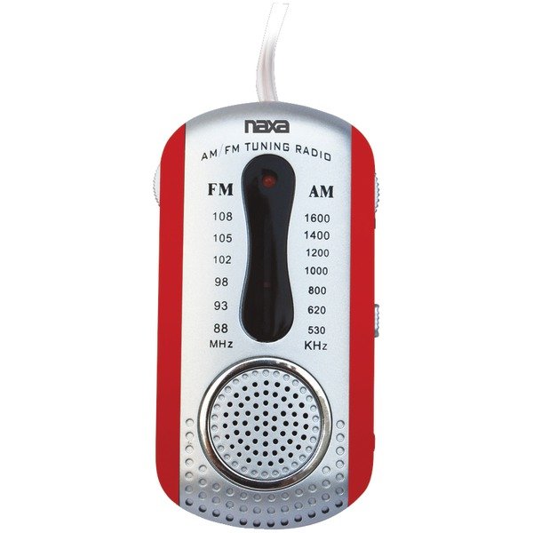 Naxa NR721RD AM/FM Mini Pocket Radio w/Speaker (Red)