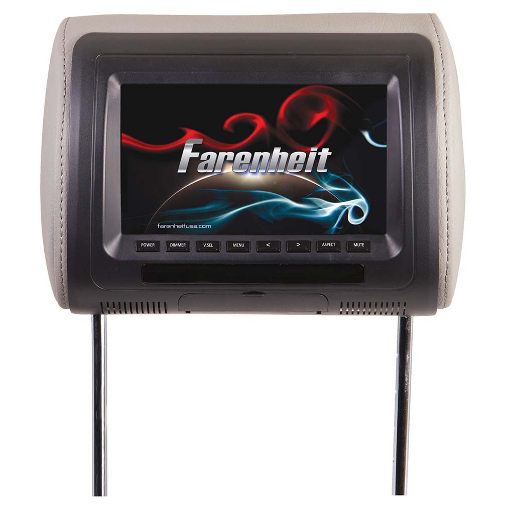 Farenheit HR71CC Universal 7 Headrest (Single) w/3 Color Skins & IR Transmitter