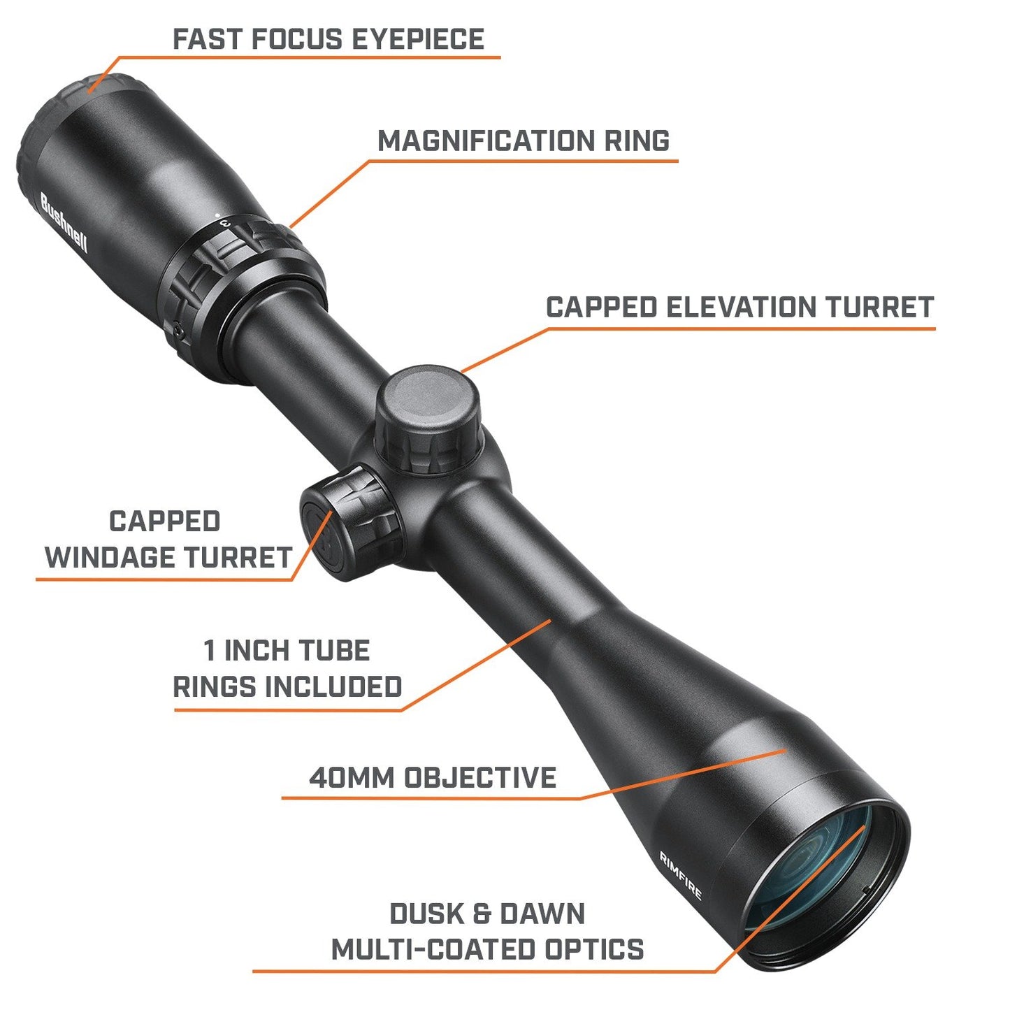 BUSHNELL BSHRR3940BS4 Rimfire 3x to 9x 40 mm DZ22 Riflescope