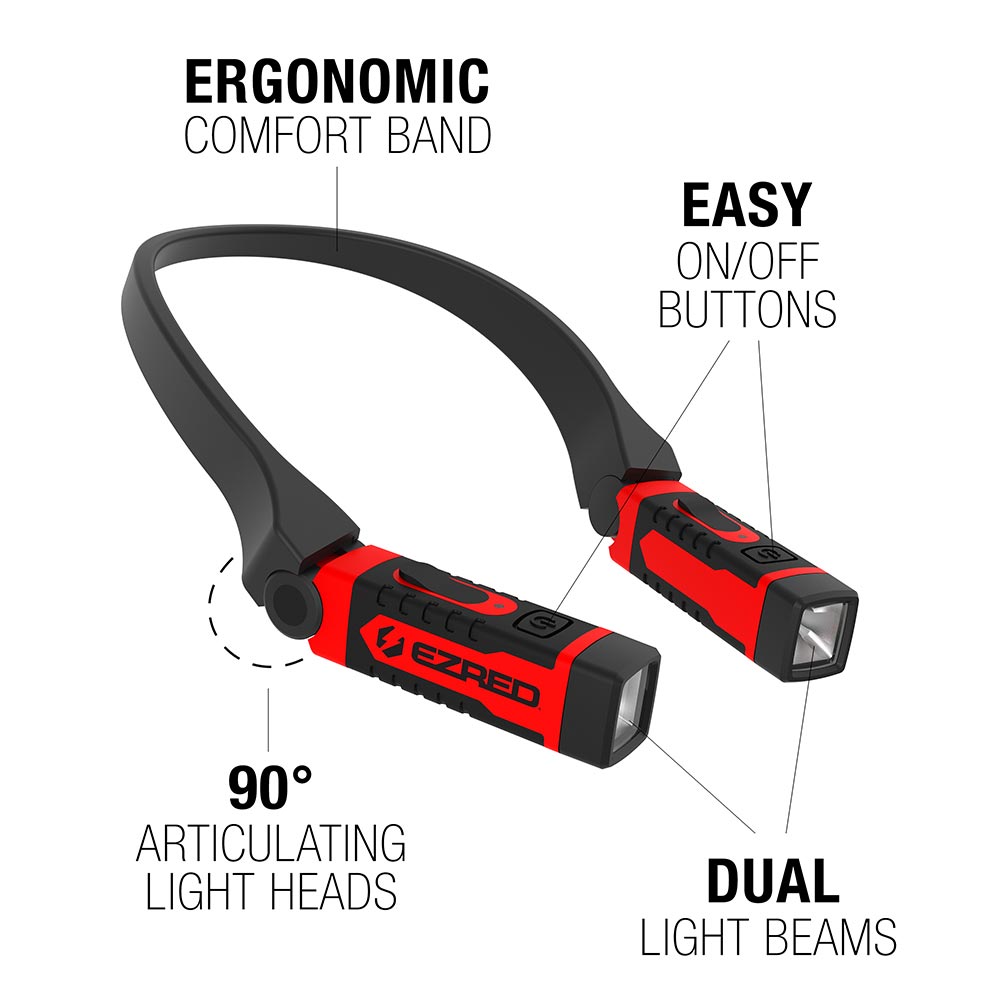 EZRED NK15 ANYWEAR Rechargeable Neck Light for Hands-Free Lighting