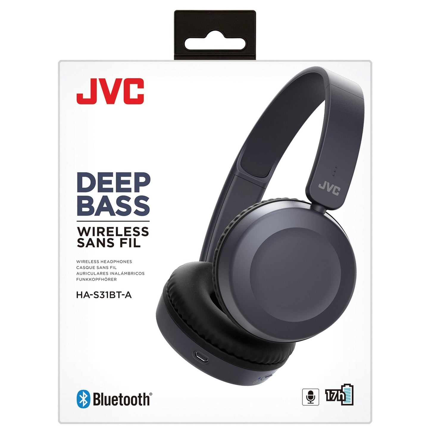 JVC HAS31BTA Foldable Bluetooth On-Ear Headphones (Slate Blue)