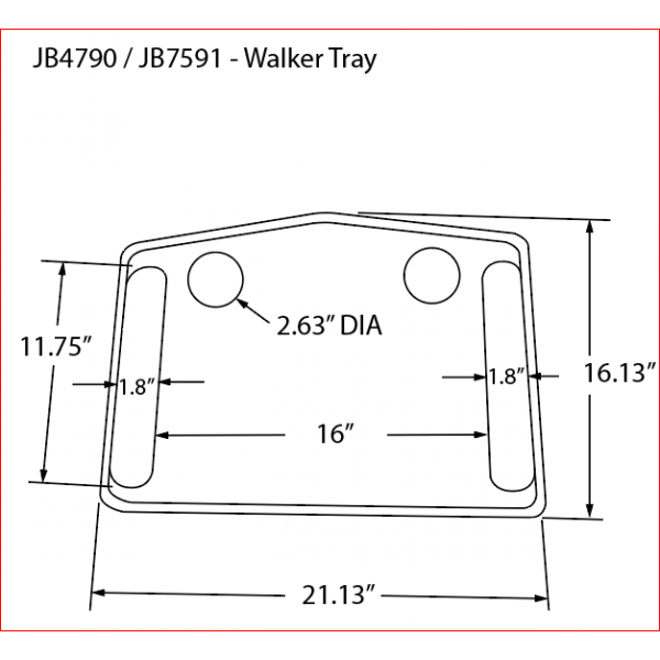 North JB4790RED American Healthcare Walker Tray - Red