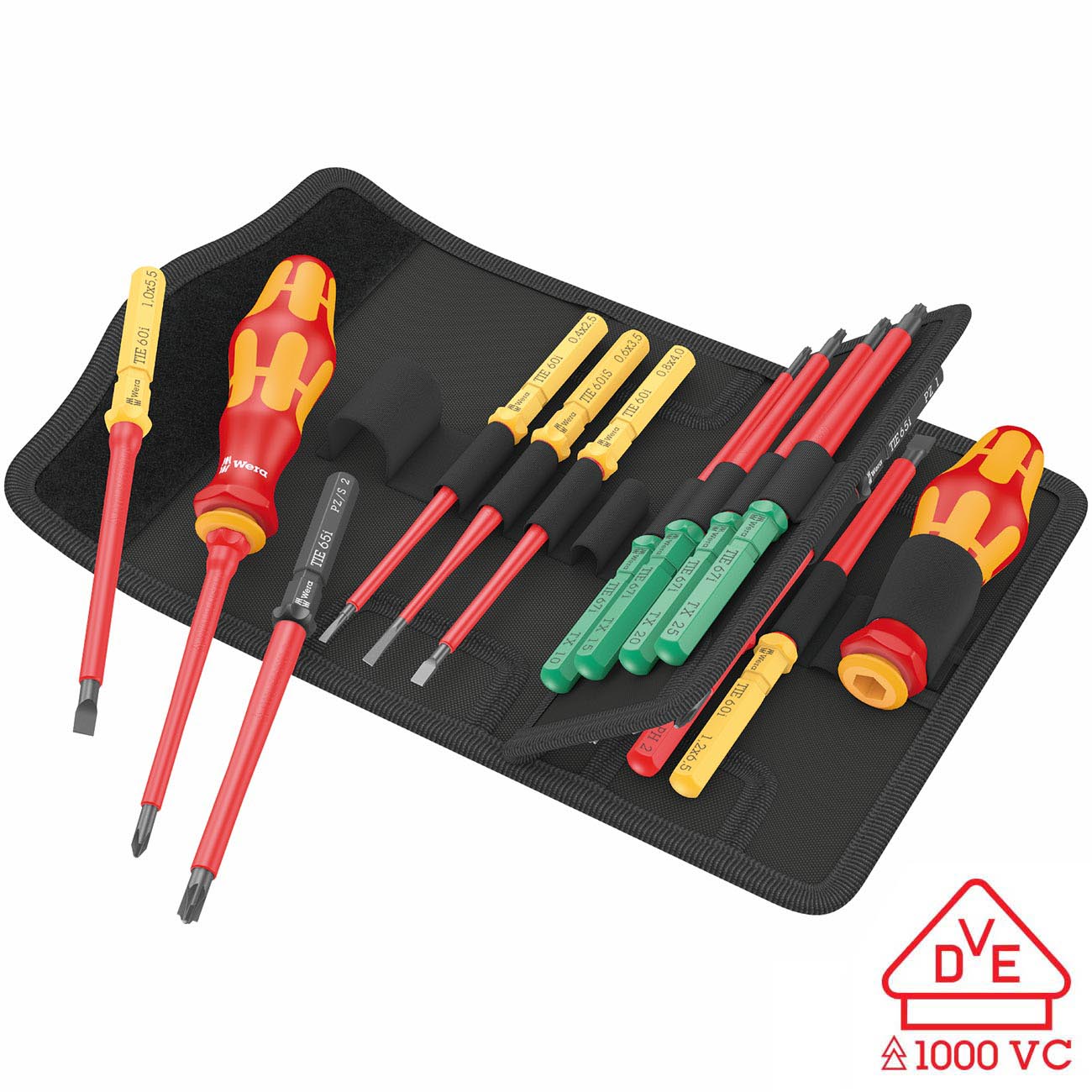 Wera VDE Insulated Extra Slim Blade-Holding Screwdriver Set (17 Piece)