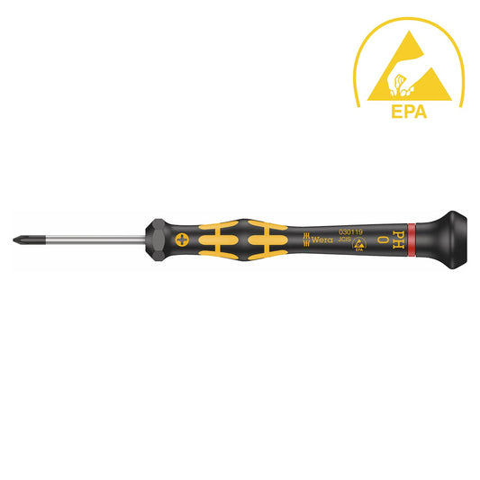 Wera 05030119001 ESD-Safe Micro Screwdriver: Phillips PH #0 x 40mm