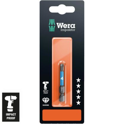 Wera 05073944001 Metric Impaktor HexPlus 4 x 50 mm Bit - 1/4" Drive