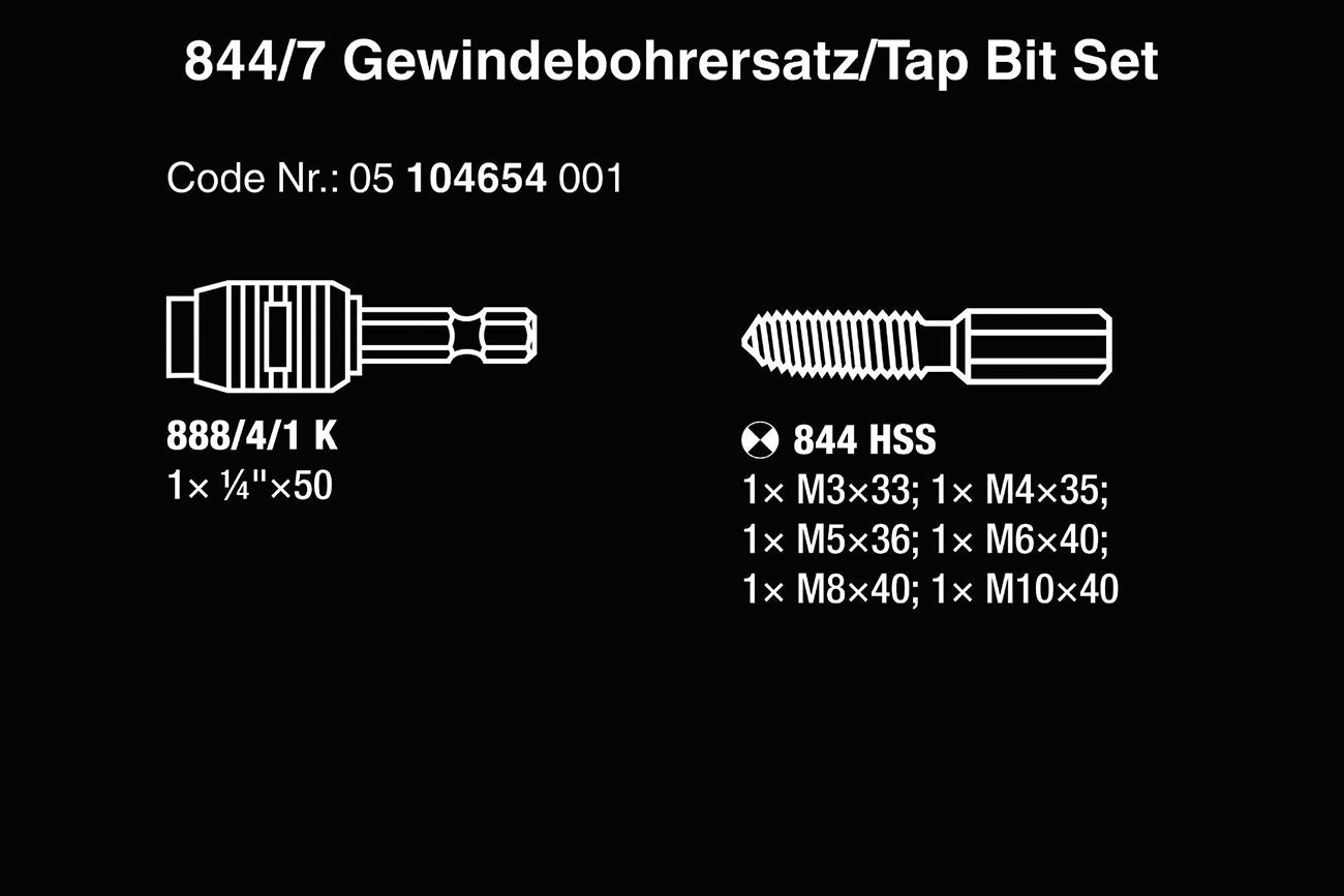 Wera Metric Tap Bit Set (7 Piece Set) 05104654001