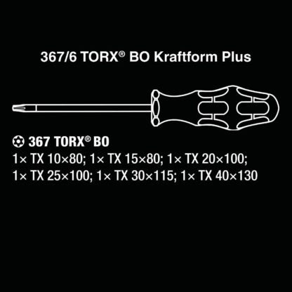 Wera 05138250001 Torx® BO Safety Screwdriver Set and Rack with Bore Hole (6pc)