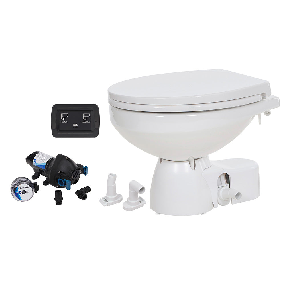 Jabsco Quiet Flush E2 Raw Water Toilet Regular Bowl - 12V & Soft Close Lid