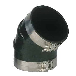 Trident Marine 6" ID 45-Degree EPDM Black Rubber Molded Wet Exhaust Elbow