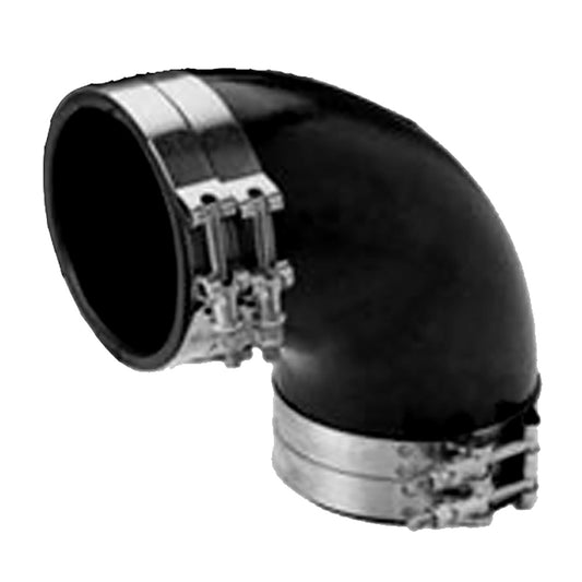 Trident Marine 6" ID 90-Degree EPDM Rubber Wet Exhaust Elbow w T-Bolt Clamps