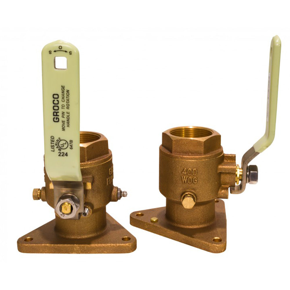 GROCO 2-1/2" Bronze Tri-Flanged Ball Valve/Seacock 102613