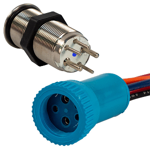 Bluewater 9057-3113-4 19mm Push Button Switch Off/On/On Contact RGB LED 4' Lead