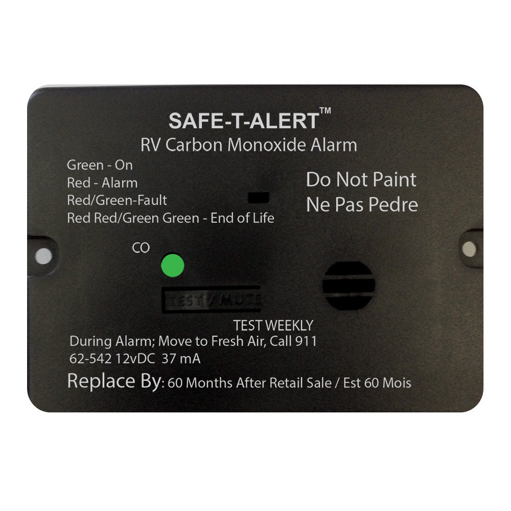 Safe-T-Alert 62 Series Carbon Monoxide Alarm 12V RV Flush Mount, Black 105524