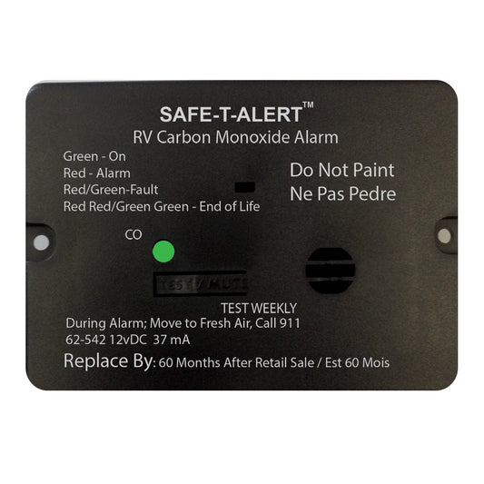 Safe-T-Alert 62 Series Carbon Monoxide Alarm 12V RV Flush Mount, Black 105524