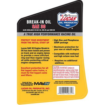 Lucas Oil 10631 SAE 30 Break-In Oil - 5 Quart