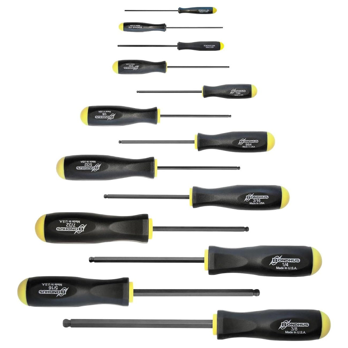 Bondhus Balldriver SAE HEX Ball End Screwdrivers .050" to 3/8" (13pc) 10637