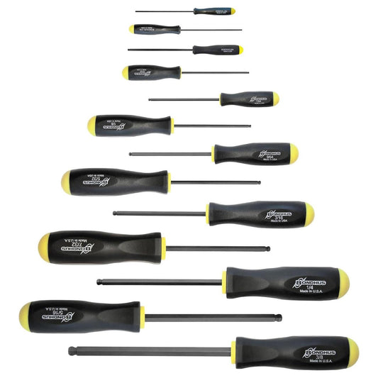 Bondhus Balldriver SAE HEX Ball End Screwdrivers .050" to 3/8" (13pc) 10637