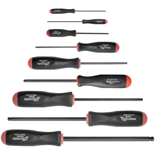 Bondhus Balldriver Metric HEX Ball End Screwdrivers 1.5mm to 10MM (9pc) 10699