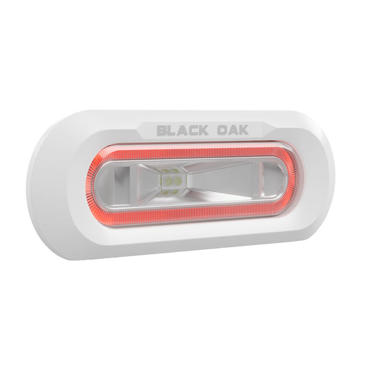 Black Oak Low Pro Marine Spreader Light, Flush Mount, White Housing, Red LED