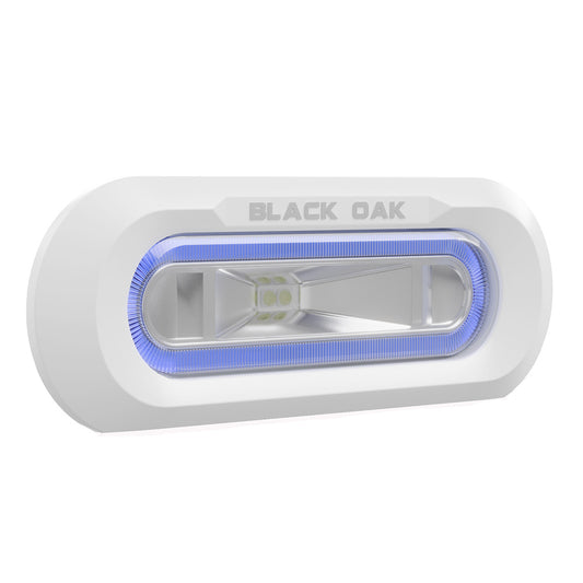 Black Oak Low Pro Marine Spreader Light, Flush Mount, White Housing, Blue LED