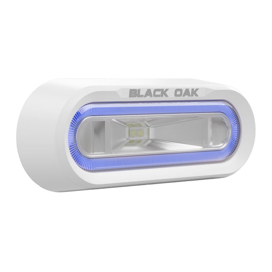 Black Oak Off Road Spreader Light, Bracket Mount, White Housing, Blue LED