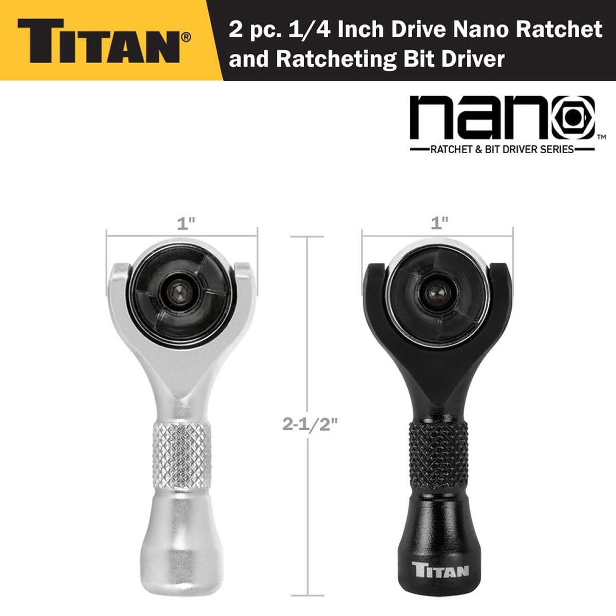 Titan 1/4" Drive 90-Tooth Swivel and Ratcheting Bit Driver (2-Piece)