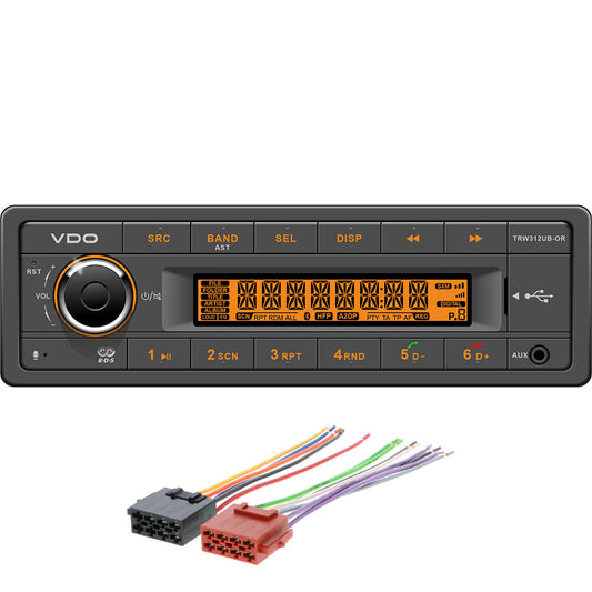 VDO 12V Radio w/FM RDS Tuner MP3/WMA/USB/Bluetooth - Includes Wire Harness
