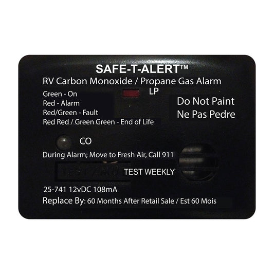 Safe-T-Alert 25 Series Carbon Monoxide/Propane Alarm 12V Hardwire - Black