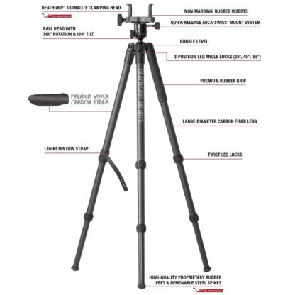 BOG 1163389 DeathGrip Infinite Carbon Fiber Tripod with Heavy Duty Construction